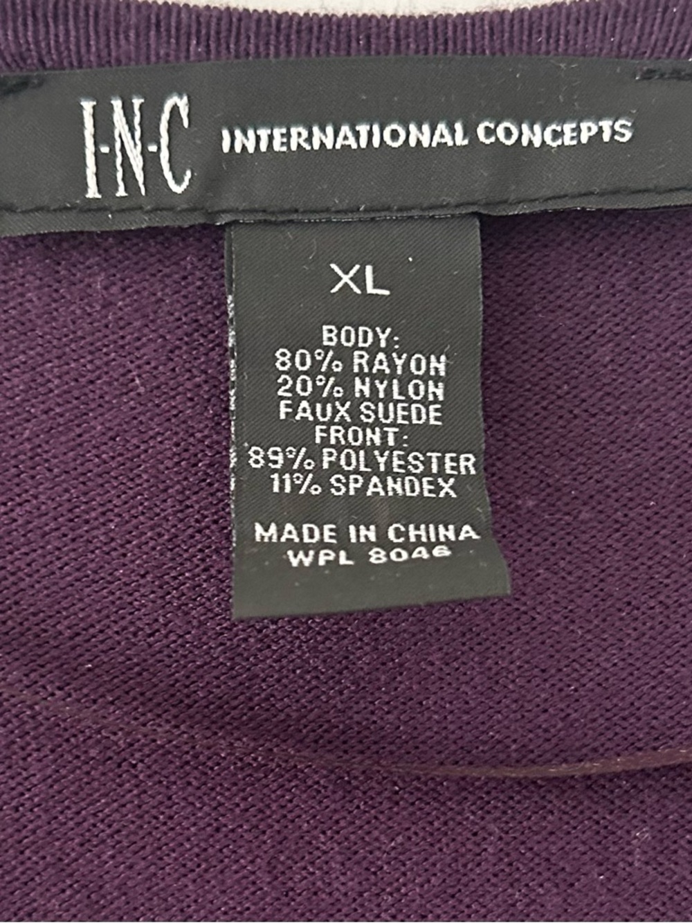 INC International Concepts Plum Open-Front Draped Faux Suede Cardigan - Picture 2 of 5